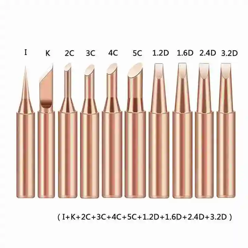 10 Pieces of Copper Plated Iron Soldering Tips 900M Electric Soldering Iron Tips Set with Built-In High-Temperature Welding Tool