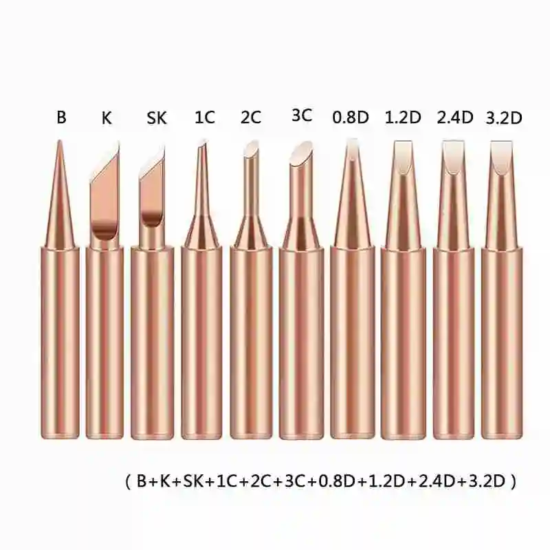 10 Pieces of Copper Plated Iron Soldering Tips 900M Electric Soldering Iron Tips Set with Built-In High-Temperature Welding Tool