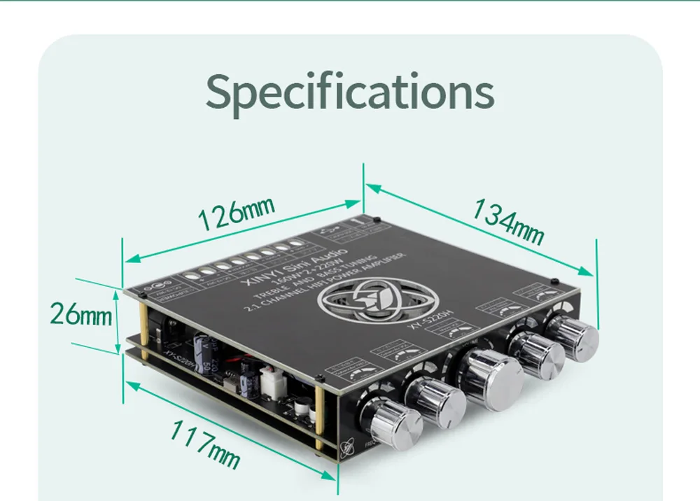 S350H TPA3251D2 Bluetooth 5.0 2.1 Channel Power Audio Stereo Subwoofer Amplifier Board 220WX2+350W TREBLE Bass Note Tuning AMP