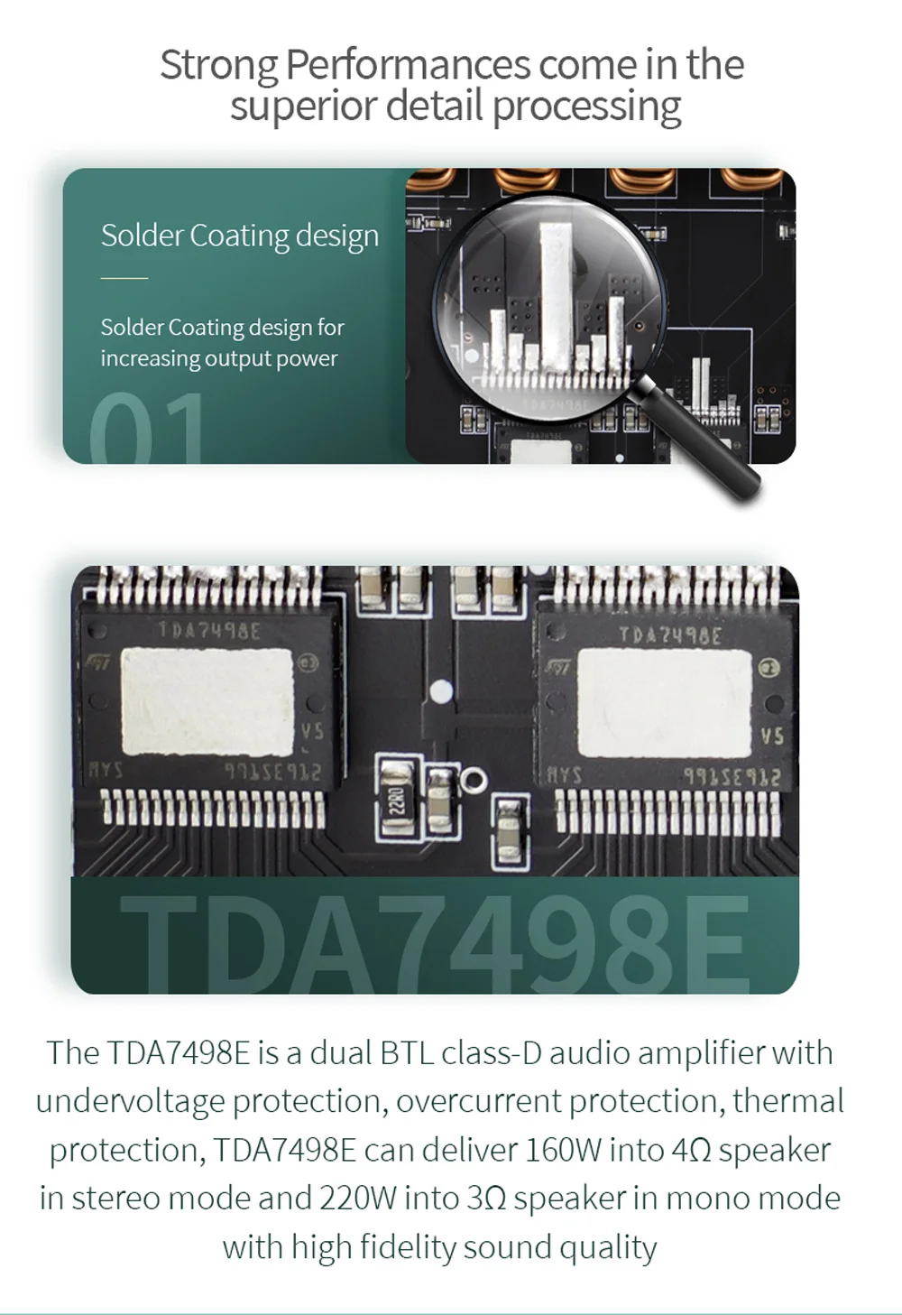 S350H TPA3251D2 Bluetooth 5.0 2.1 Channel Power Audio Stereo Subwoofer Amplifier Board 220WX2+350W TREBLE Bass Note Tuning AMP
