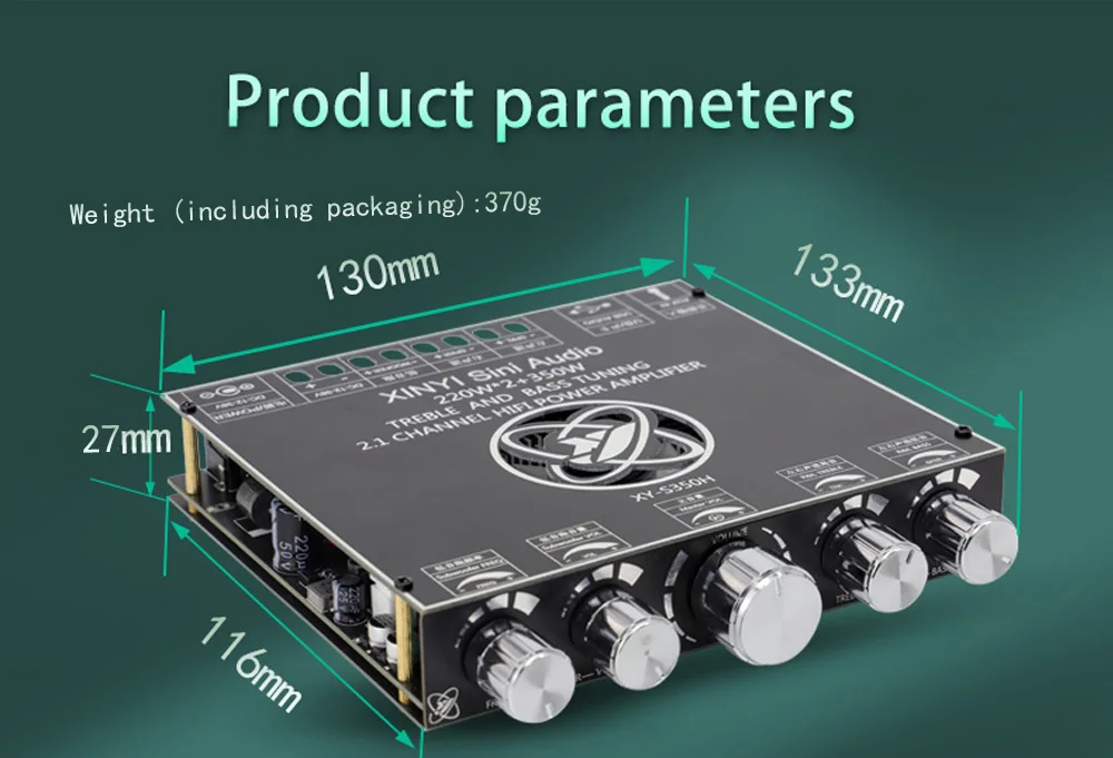 S350H TPA3251D2 Bluetooth 5.0 2.1 Channel Power Audio Stereo Subwoofer Amplifier Board 220WX2+350W TREBLE Bass Note Tuning AMP