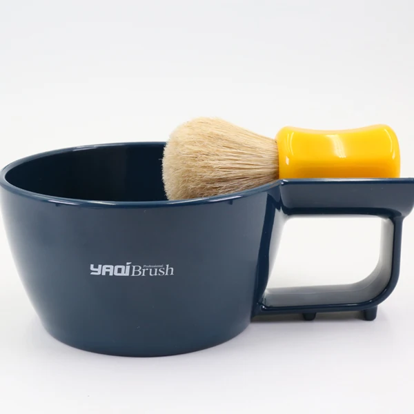 Yaqi High Quality Dark Blue Color Plastic Shaving Bowl For Men Shaving Brush