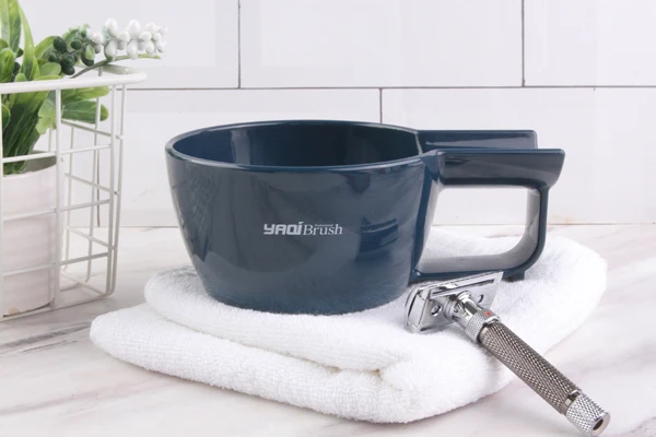 Yaqi High Quality Dark Blue Color Plastic Shaving Bowl For Men Shaving Brush