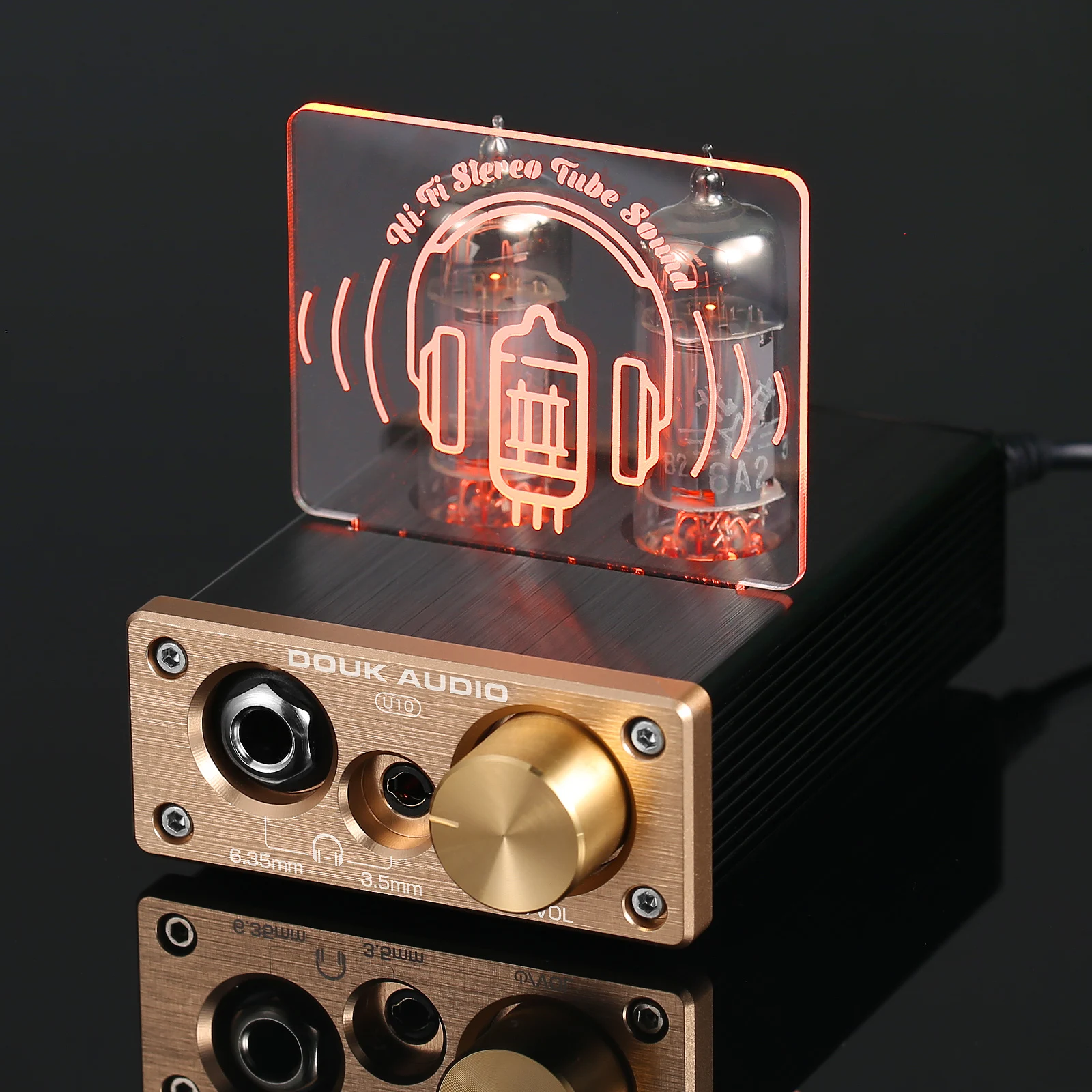 Douk Audio U10 HiFi Valve Tube Preamp Stereo AUX Desktop Audio Preamp 6.35mm/3.5mm Headphone Amplifier