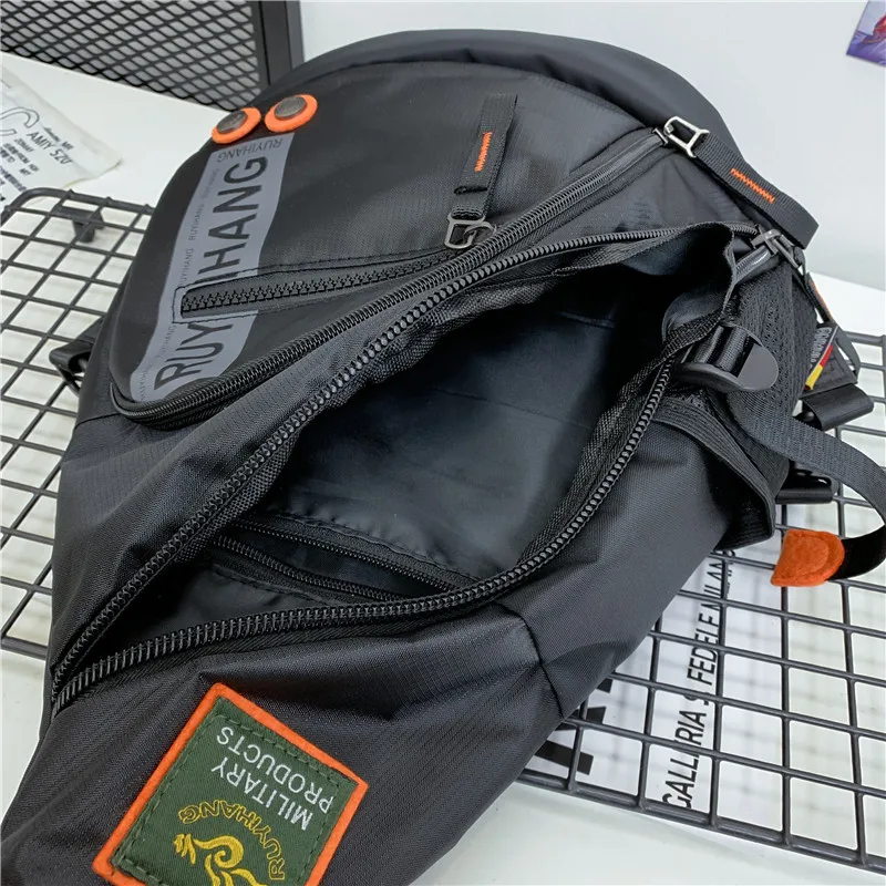 Male Shoulder Bags Travel Crossbody Bags Men Military Chest Bag for School Trip Waterproof Nylon Messenger Bag Black Green