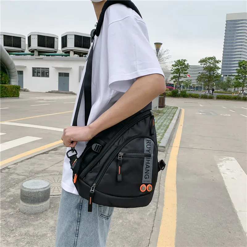 Male Shoulder Bags Travel Crossbody Bags Men Military Chest Bag for School Trip Waterproof Nylon Messenger Bag Black Green