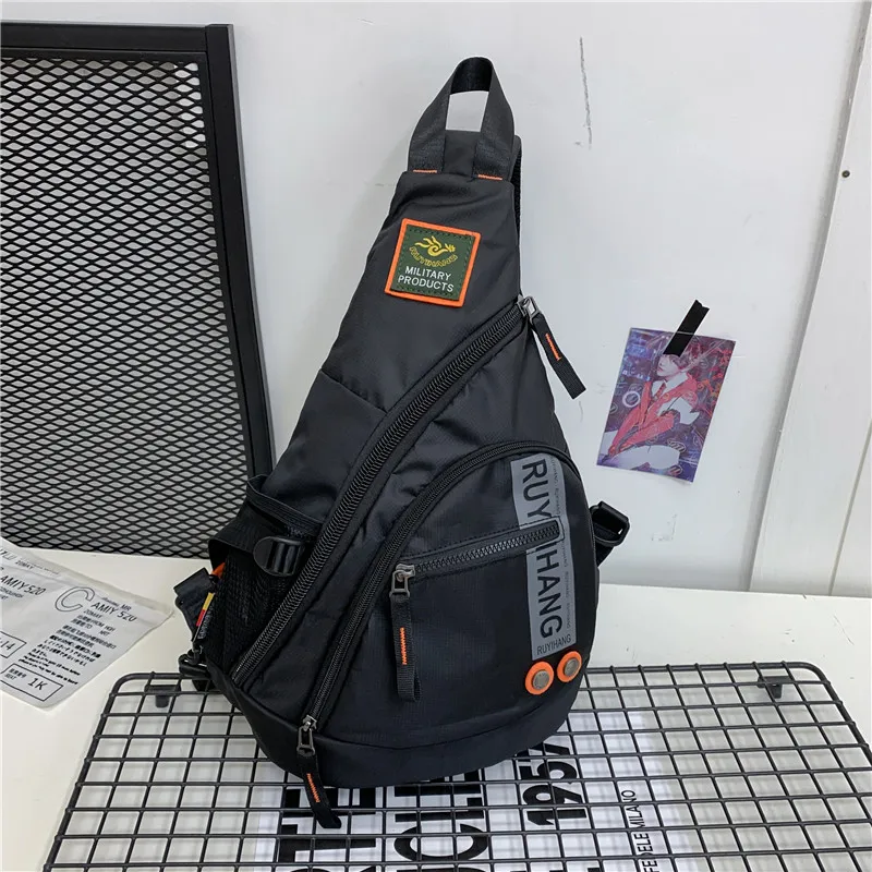 Male Shoulder Bags Travel Crossbody Bags Men Military Chest Bag for School Trip Waterproof Nylon Messenger Bag Black Green