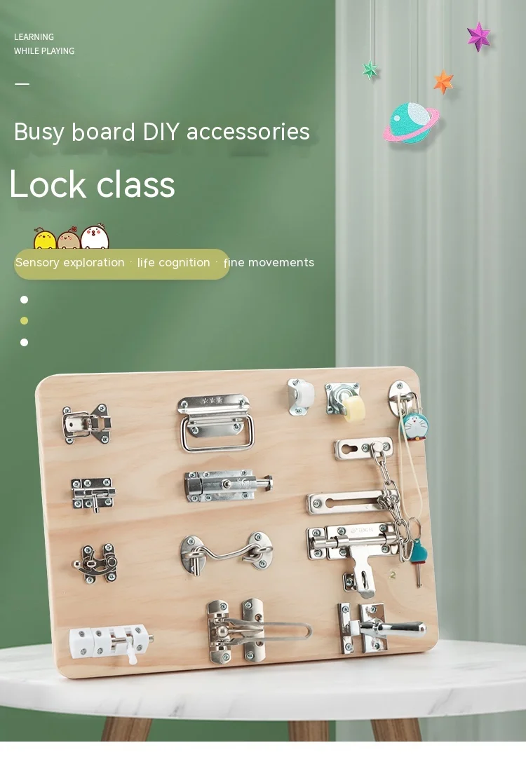 Busy Board DIY Accessories Unlock Door Latch Toy Parent-Child Handmade Interactive Montessori Education Baby Sensory Training