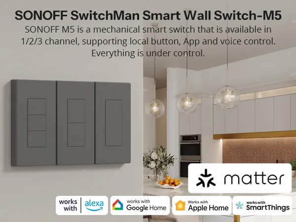 SONOFF M5 Matter SwitchMan Smart Wall Switch 120 Type Push Button Switch Smart Home Wall Panel Matter Compatibility Apple Home