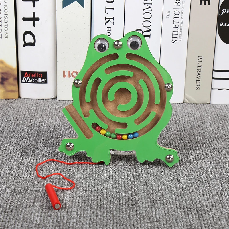 Children Magnetic Maze Toy Kids Wooden Puzzle Game Toy Kids Early Educational Brain Teaser Wooden Toy Intellectual Jigsaw Board