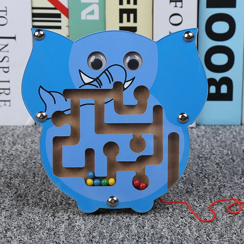Children Magnetic Maze Toy Kids Wooden Puzzle Game Toy Kids Early Educational Brain Teaser Wooden Toy Intellectual Jigsaw Board