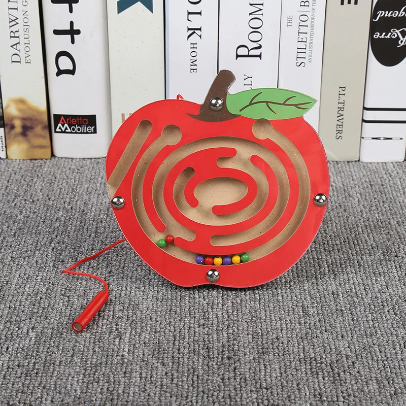 Children Magnetic Maze Toy Kids Wooden Puzzle Game Toy Kids Early Educational Brain Teaser Wooden Toy Intellectual Jigsaw Board