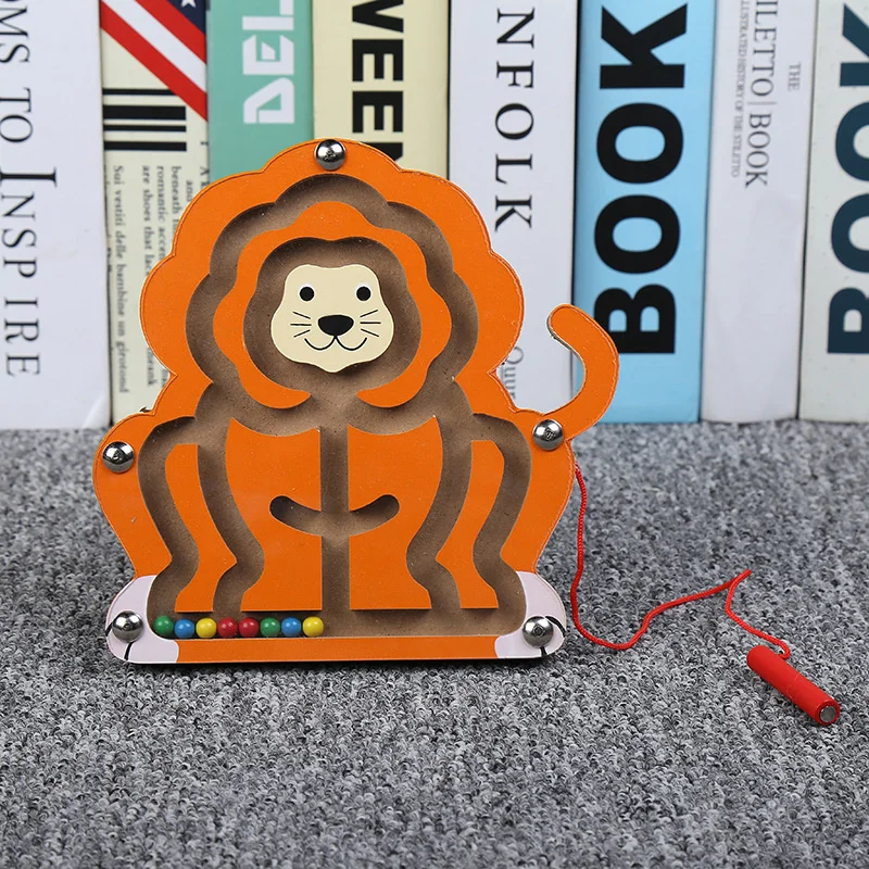 Children Magnetic Maze Toy Kids Wooden Puzzle Game Toy Kids Early Educational Brain Teaser Wooden Toy Intellectual Jigsaw Board