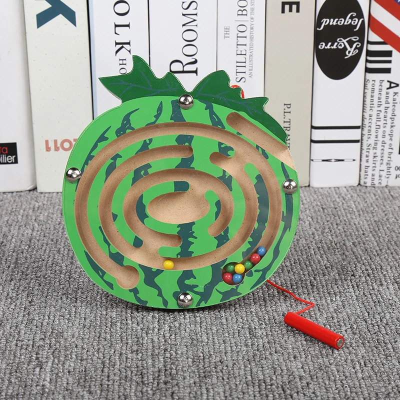 Children Magnetic Maze Toy Kids Wooden Puzzle Game Toy Kids Early Educational Brain Teaser Wooden Toy Intellectual Jigsaw Board