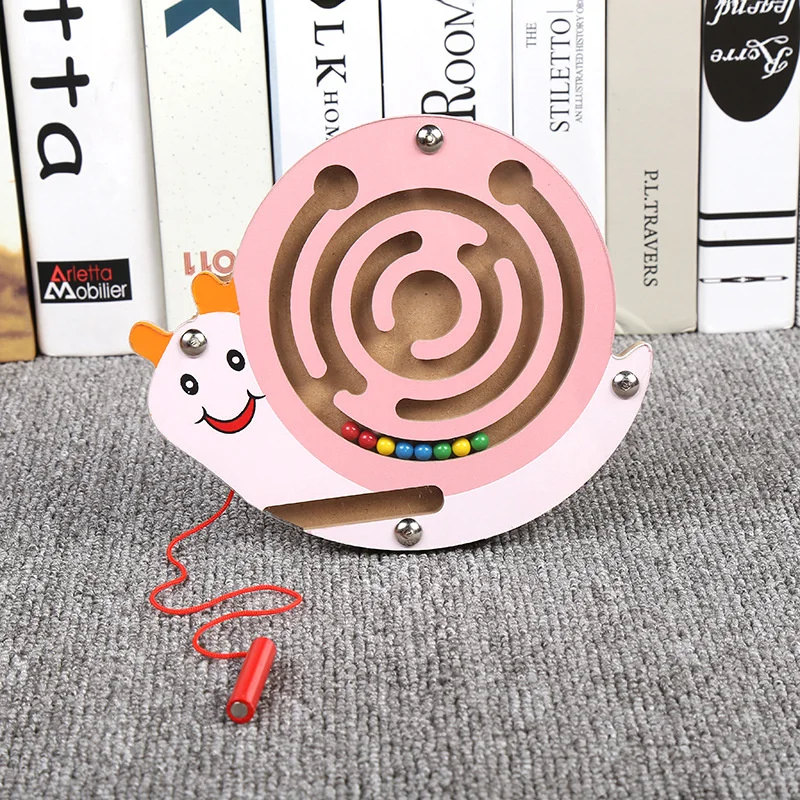 Children Magnetic Maze Toy Kids Wooden Puzzle Game Toy Kids Early Educational Brain Teaser Wooden Toy Intellectual Jigsaw Board