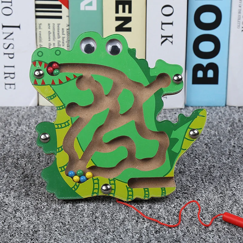Children Magnetic Maze Toy Kids Wooden Puzzle Game Toy Kids Early Educational Brain Teaser Wooden Toy Intellectual Jigsaw Board