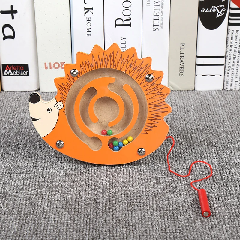 Children Magnetic Maze Toy Kids Wooden Puzzle Game Toy Kids Early Educational Brain Teaser Wooden Toy Intellectual Jigsaw Board