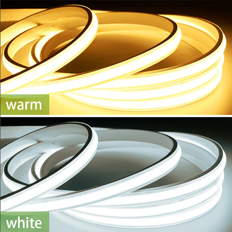 COB LED Strip 220V with EU Plug 220V LED Strip Lights Flexible Lamp Tape for Kitchen Home Room Decor (with or without Switch)
