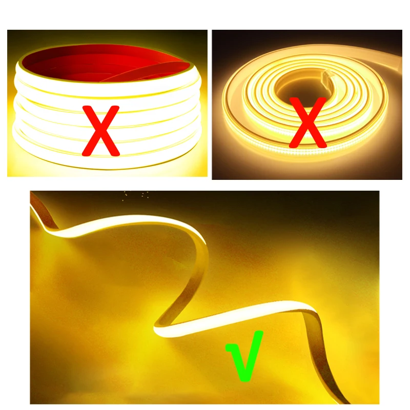 COB LED Strip 220V with EU Plug 220V LED Strip Lights Flexible Lamp Tape for Kitchen Home Room Decor (with or without Switch)