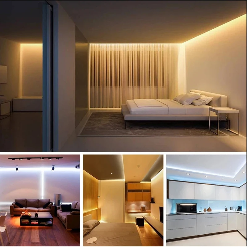 COB LED Strip 220V with EU Plug 220V LED Strip Lights Flexible Lamp Tape for Kitchen Home Room Decor (with or without Switch)