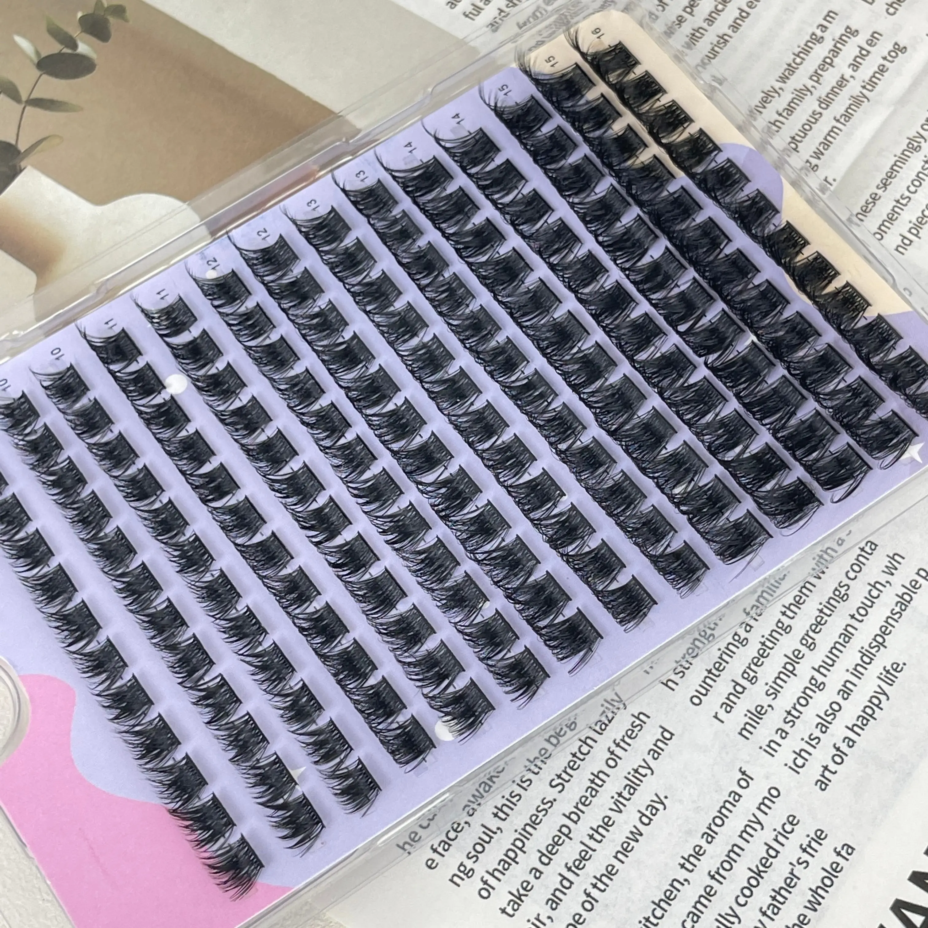 Cluster Lashes, 240pcs 40D 9-16mm Mixed Lengths, Ultra-Natural Look Thin Ultra-Soft Ultra-Light, Reusable for Beginners