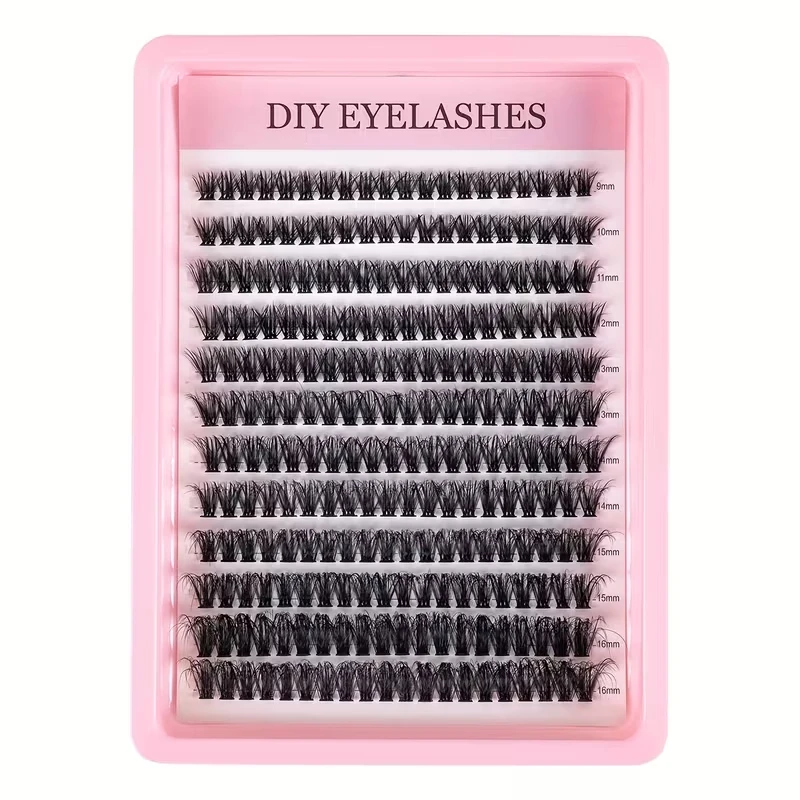 Cluster Lashes, 240pcs 40D 9-16mm Mixed Lengths, Ultra-Natural Look Thin Ultra-Soft Ultra-Light, Reusable for Beginners