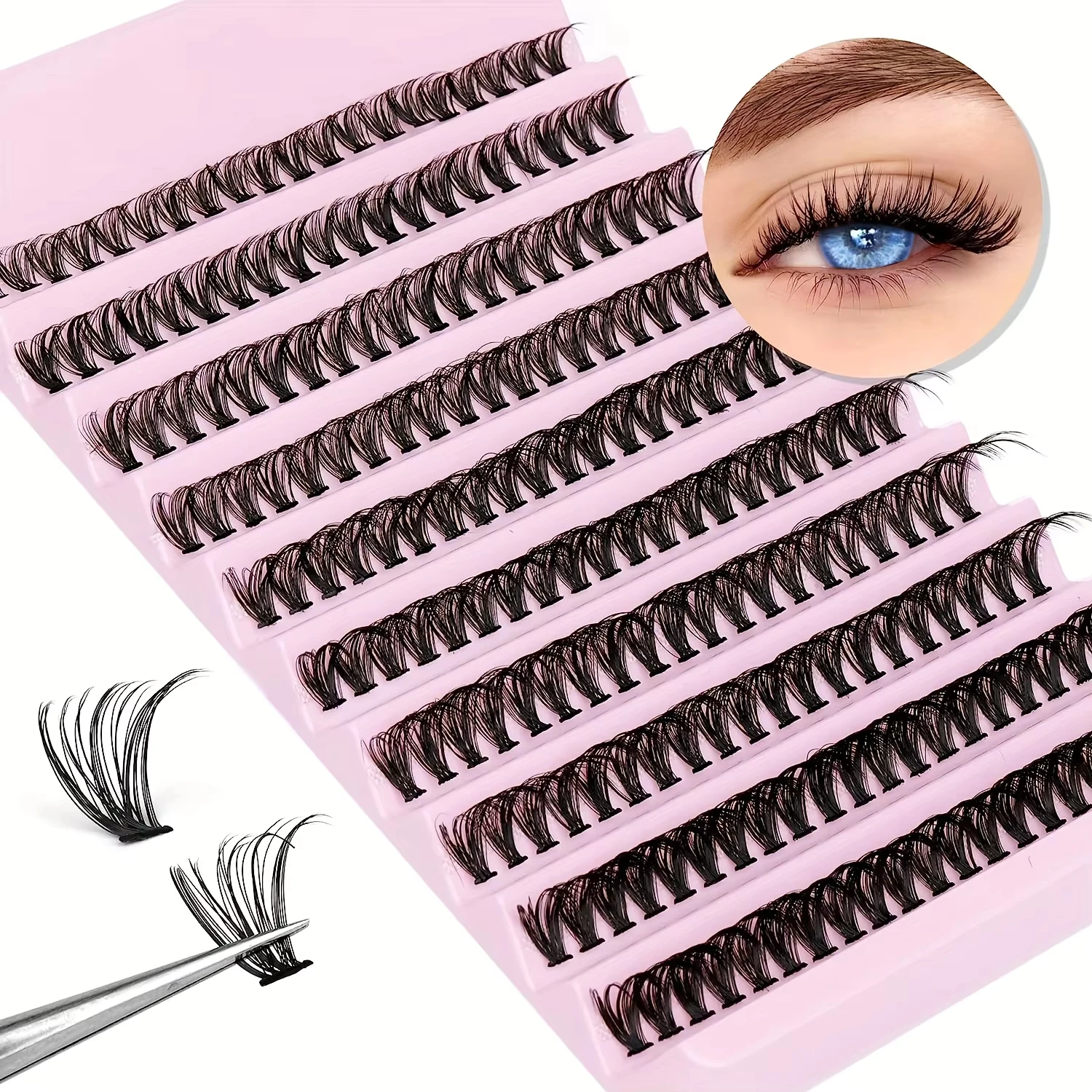 Cluster Lashes, 240pcs 40D 9-16mm Mixed Lengths, Ultra-Natural Look Thin Ultra-Soft Ultra-Light, Reusable for Beginners