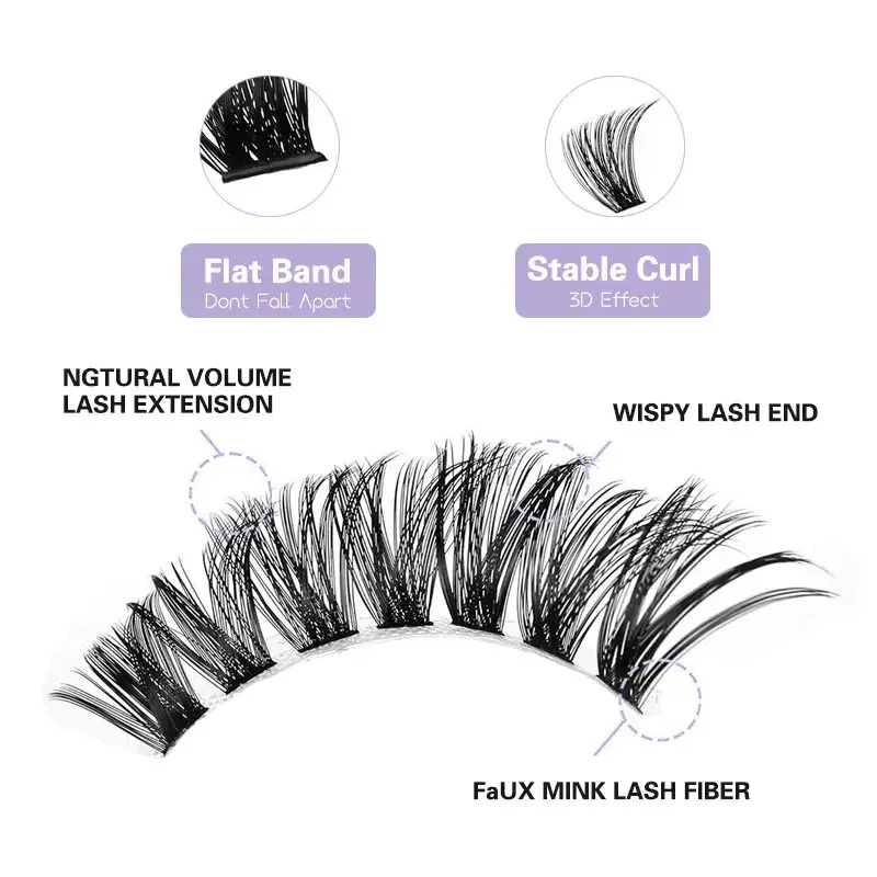 Cluster Lashes, 240pcs 40D 9-16mm Mixed Lengths, Ultra-Natural Look Thin Ultra-Soft Ultra-Light, Reusable for Beginners