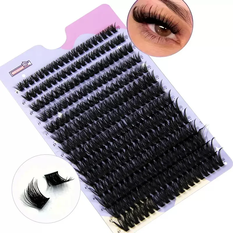 Cluster Lashes, 240pcs 40D 9-16mm Mixed Lengths, Ultra-Natural Look Thin Ultra-Soft Ultra-Light, Reusable for Beginners