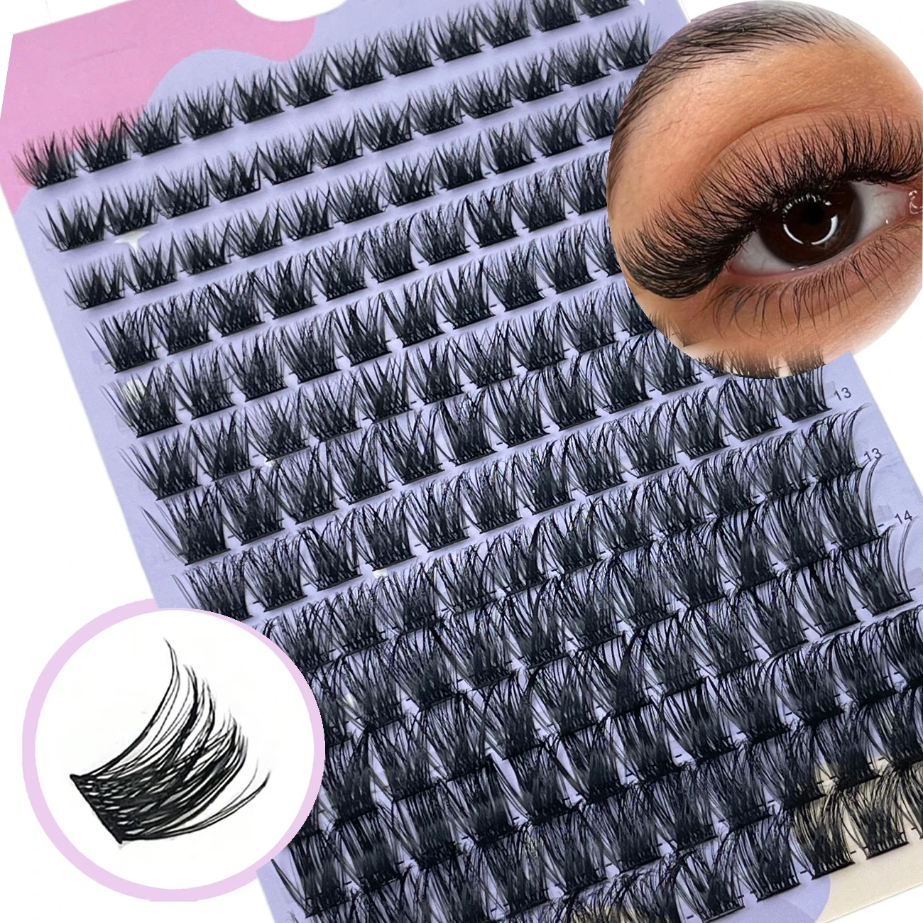 Cluster Lashes, 240pcs 40D 9-16mm Mixed Lengths, Ultra-Natural Look Thin Ultra-Soft Ultra-Light, Reusable for Beginners
