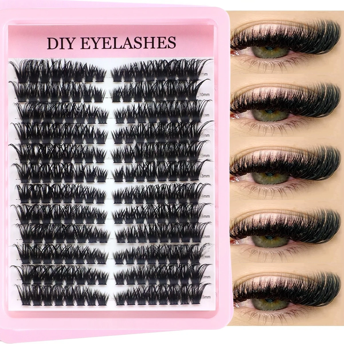 Cluster Lashes, 240pcs 40D 9-16mm Mixed Lengths, Ultra-Natural Look Thin Ultra-Soft Ultra-Light, Reusable for Beginners