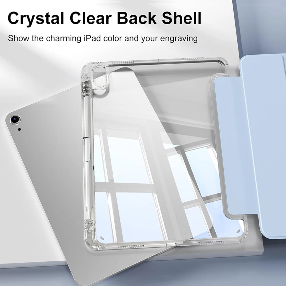 Crystal Clear Case For iPad 5 6 7 8 9 10 11 Air 11 13 inch /Mini 6th 7th gen /Pro 11 12.9 (3rd/4th/5th/6th gen) with pen holder