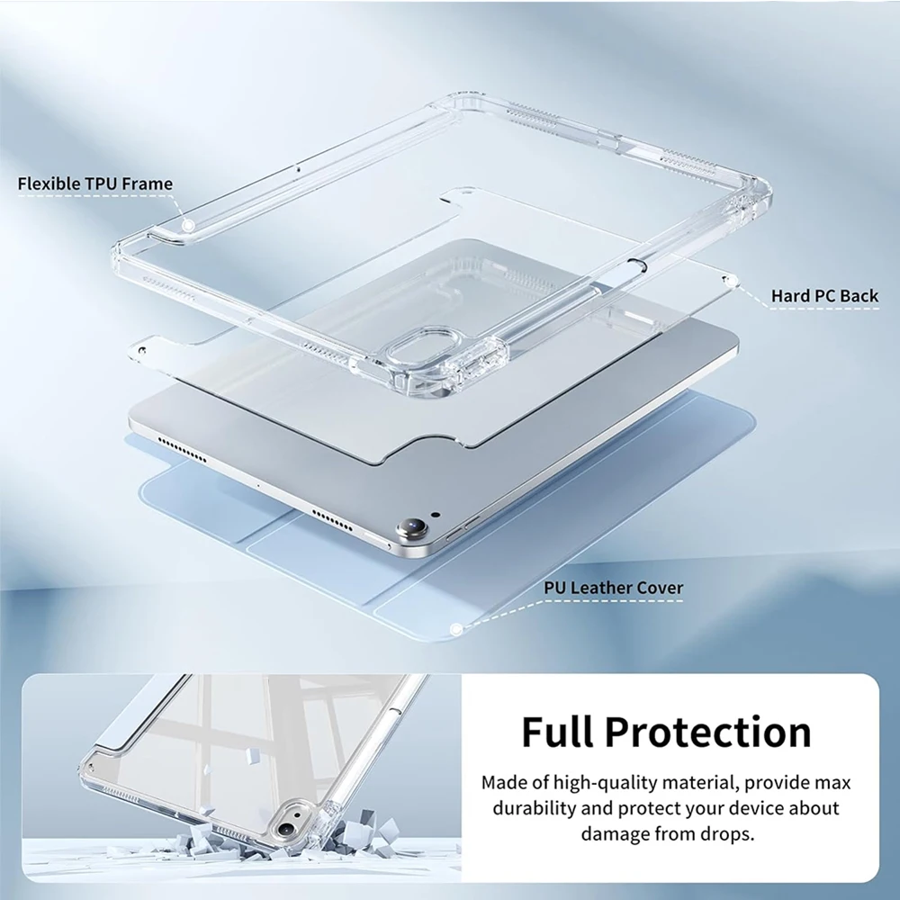Crystal Clear Case For iPad 5 6 7 8 9 10 11 Air 11 13 inch /Mini 6th 7th gen /Pro 11 12.9 (3rd/4th/5th/6th gen) with pen holder
