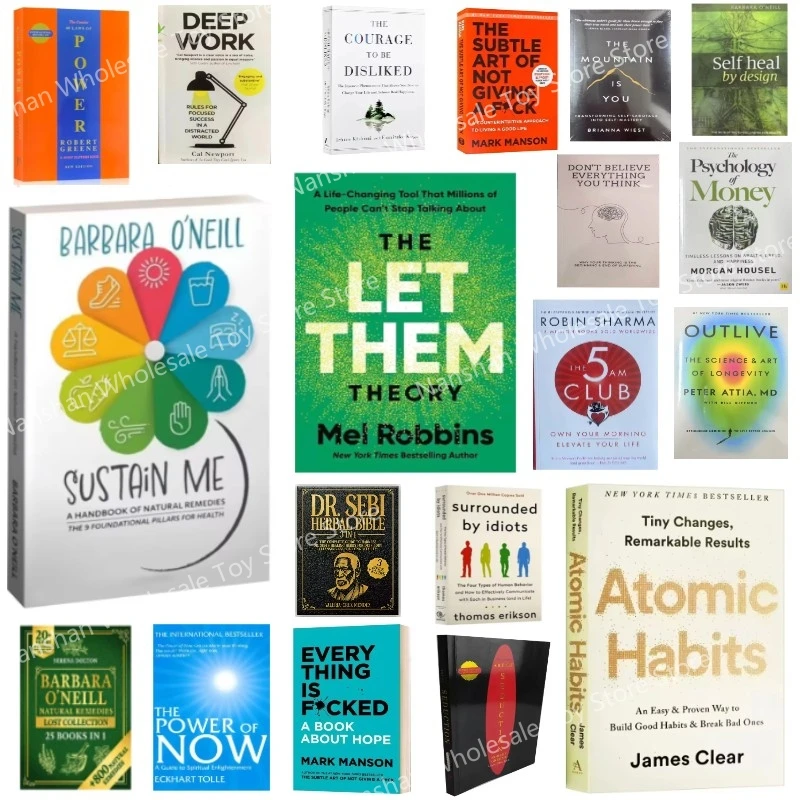 Best Books The Let Them Theory/Sustain Me/Self Heal By Design/Money Psychology/Atomic Habits/Changing Thinking/48 Laws of Power