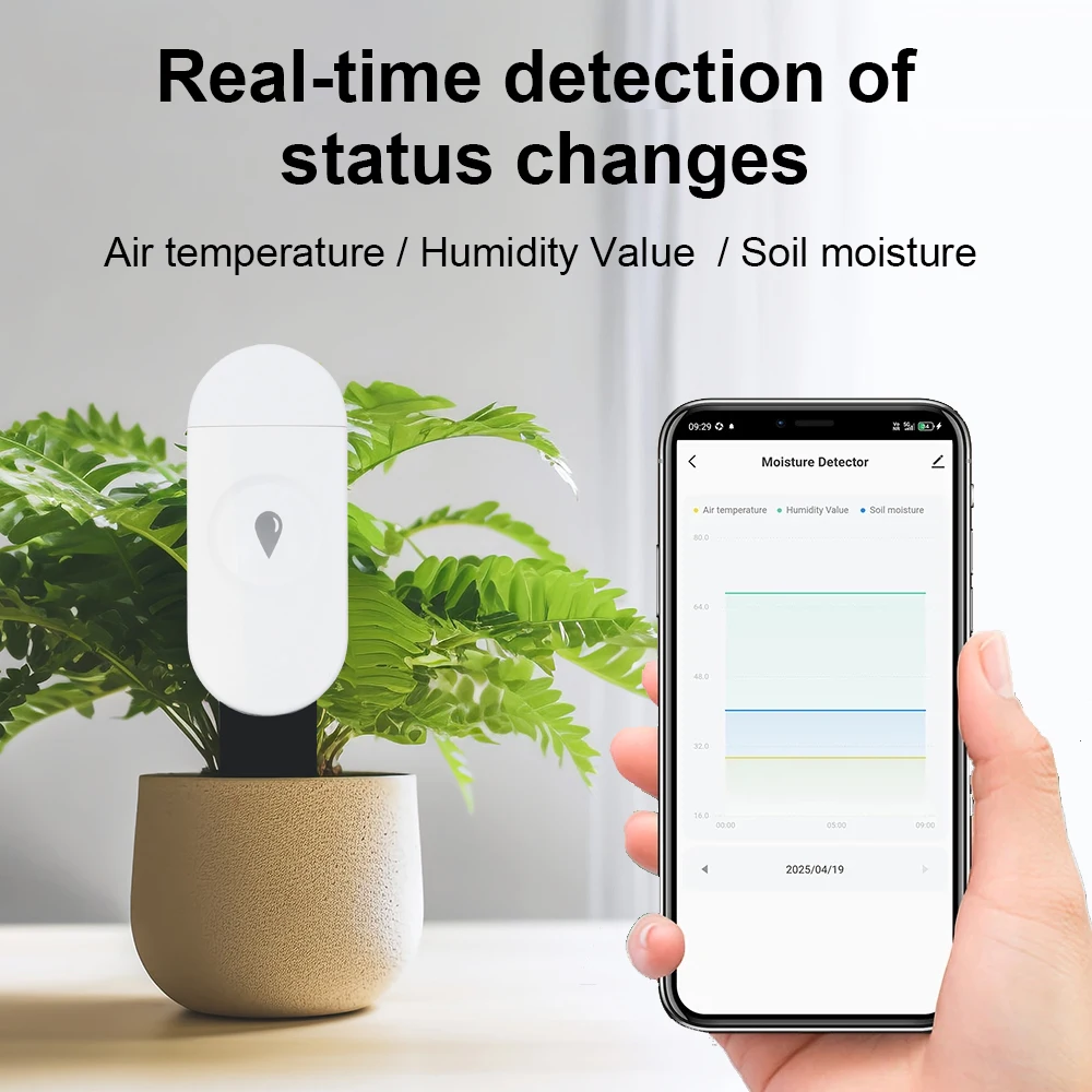 Tuya Zigbee Temperature Humidity Moisture Detector Smart Soil Tester Moisture Sensor Phone App RealTime Monitor for Home Garden