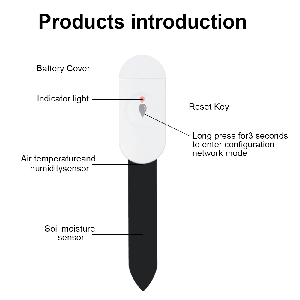Tuya Zigbee Temperature Humidity Moisture Detector Smart Soil Tester Moisture Sensor Phone App RealTime Monitor for Home Garden