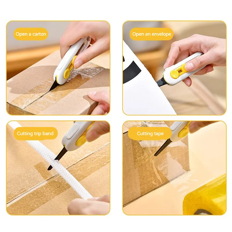 Magnetic Courier Opening Knife Multifunctional Portable Courier Unboxing Knives Retractable Self-locking Rebound Art Knife Tool