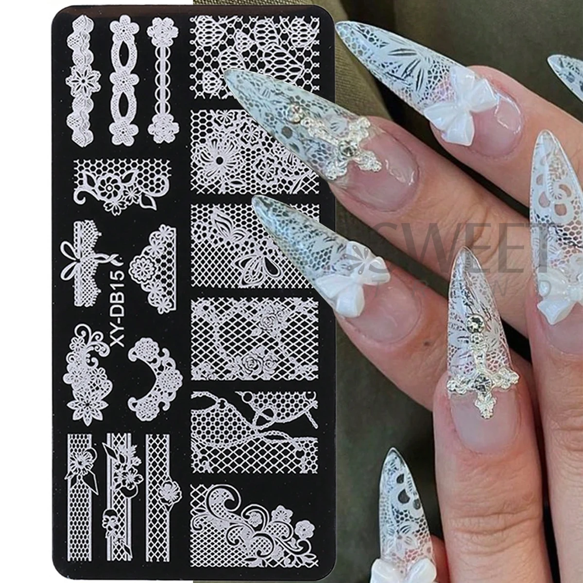 1PC Wedding Nail Art Stamping Plate Romantic Elegant Lace Flower Ribbon Butterfly Pattern Printing Mold Manicure Transfer Tools