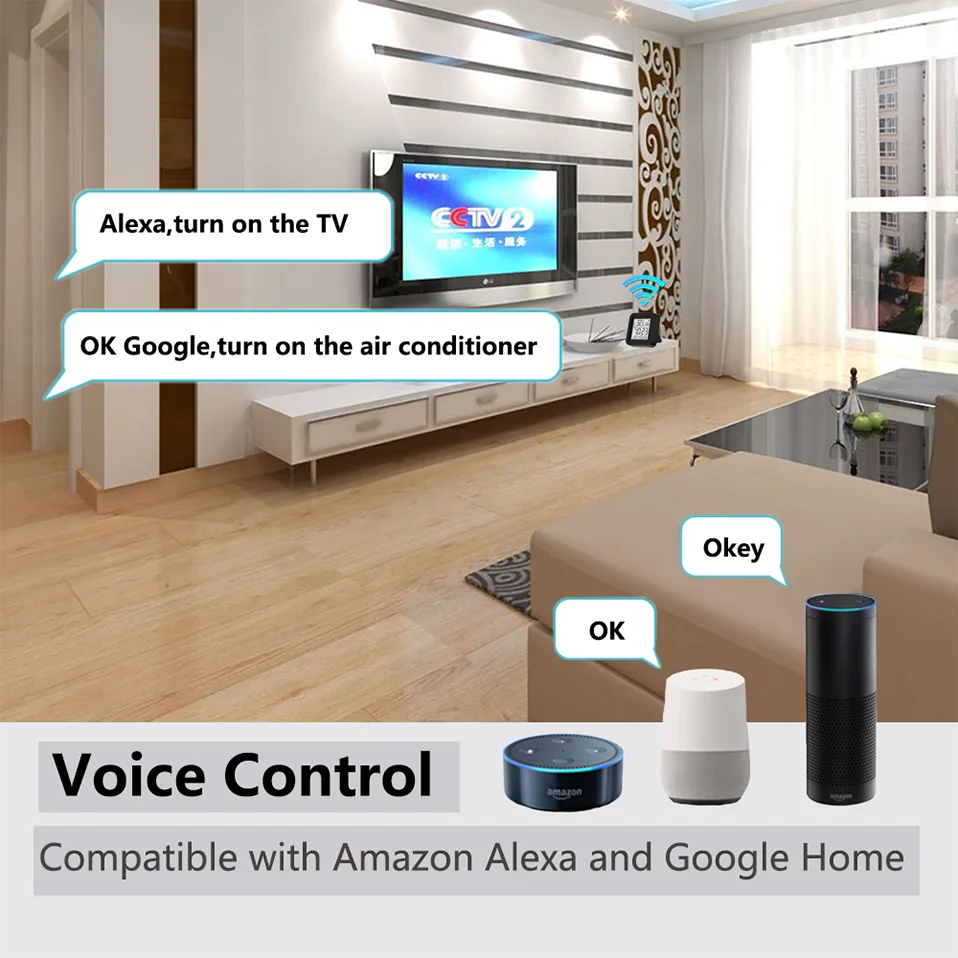 Tuya WiFi Smart IR with Temperature & Humidity Sensor and Date Display for Air Conditioner TV Work with Alexa,Google Home