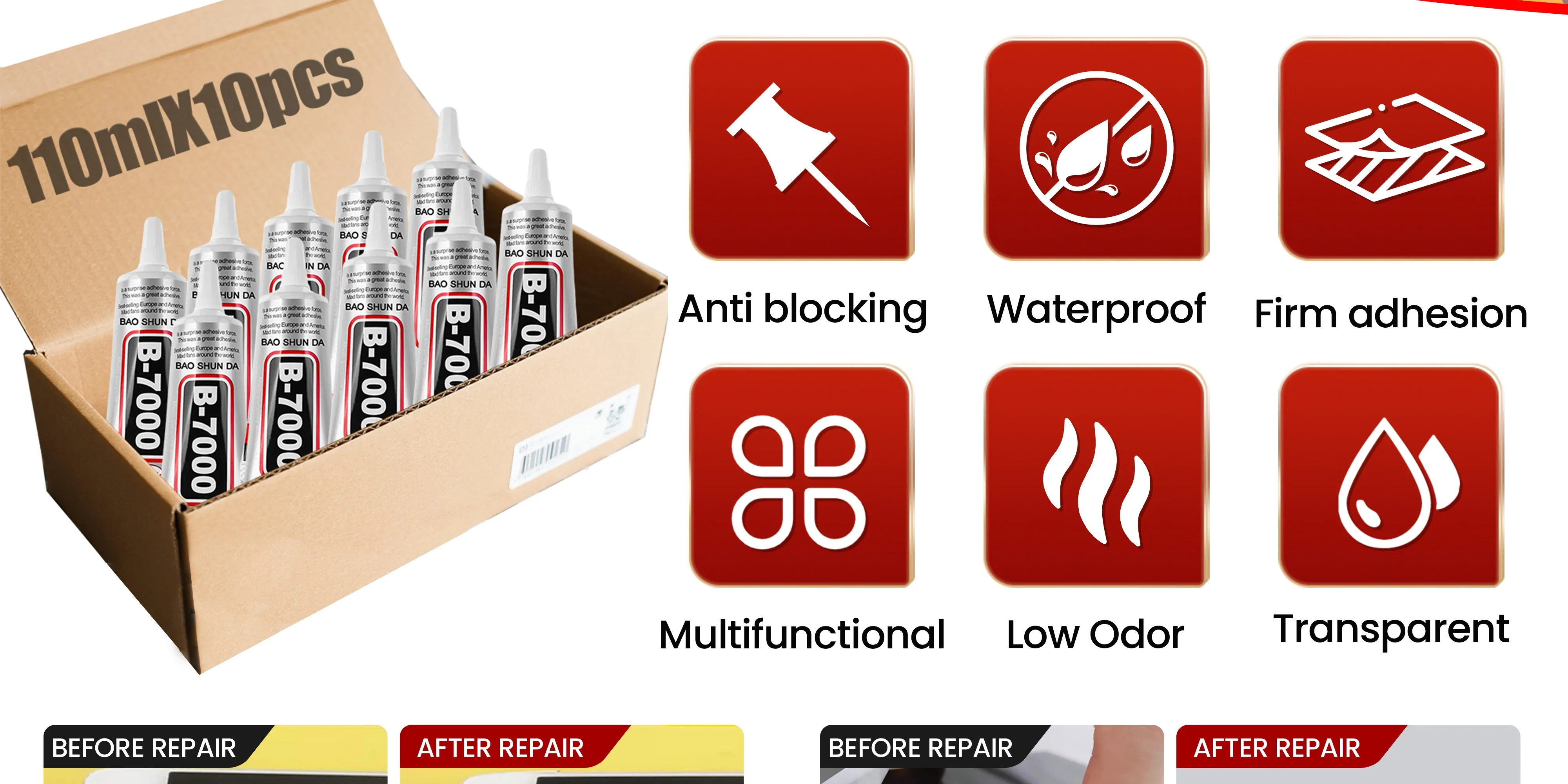 B7000 Mobile Phone Screen High-Strength Waterproof Adhesive, Universal Phone Glass Bonding Agent, 15/25/50/110ml Fast B7000 Glue