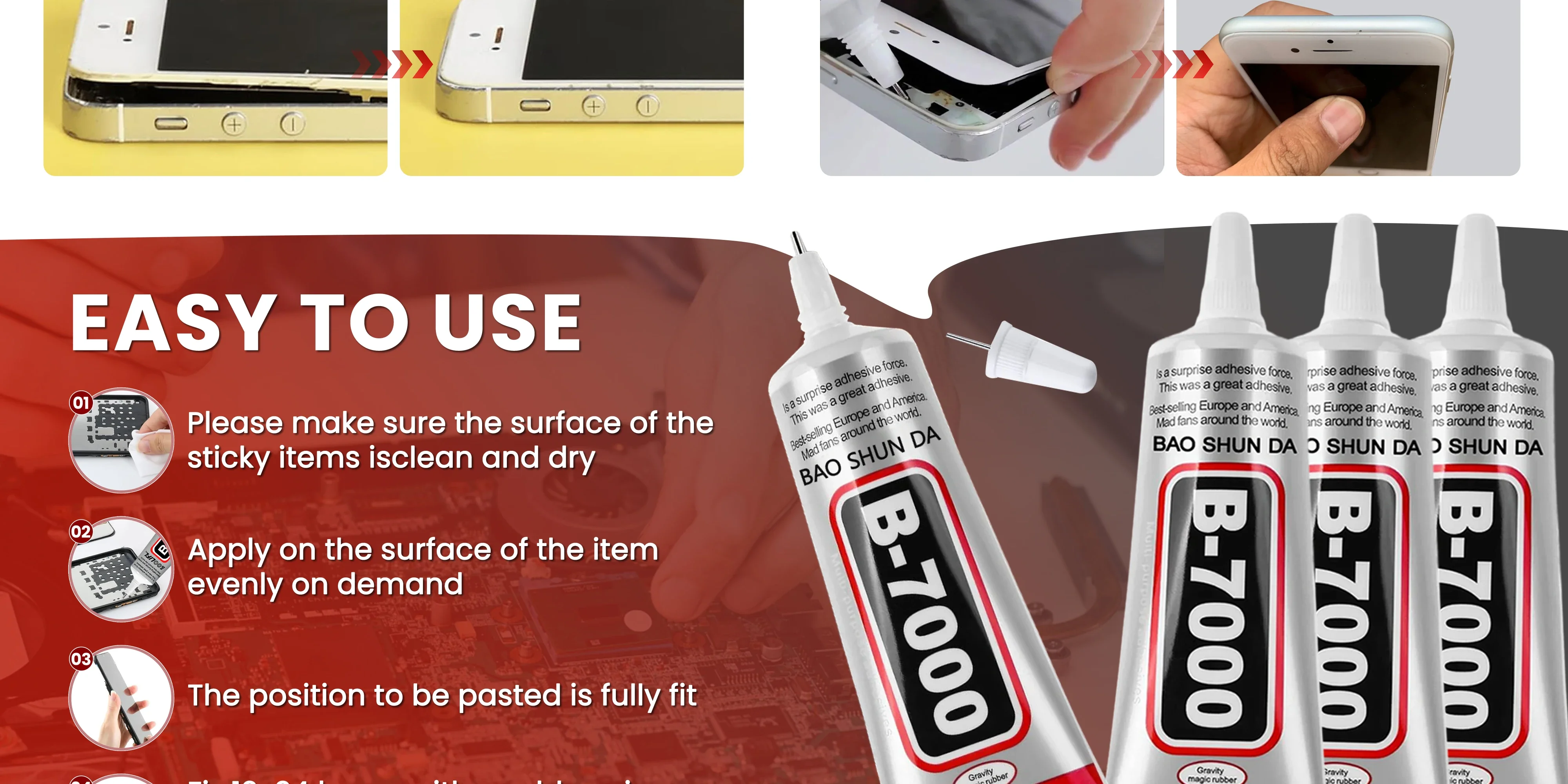 B7000 Mobile Phone Screen High-Strength Waterproof Adhesive, Universal Phone Glass Bonding Agent, 15/25/50/110ml Fast B7000 Glue