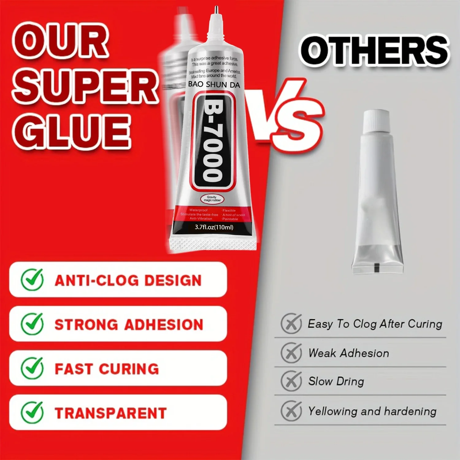 B7000 Mobile Phone Screen High-Strength Waterproof Adhesive, Universal Phone Glass Bonding Agent, 15/25/50/110ml Fast B7000 Glue
