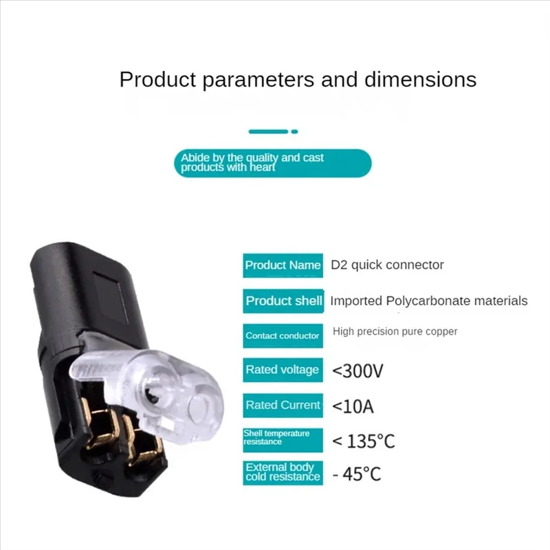 10/20/30/50/100 Pcs D2 Waterproof Plug Wire Connector 2 Pin Way Cable Plug Car Electric Wire Snap Connectors Strip Terminal