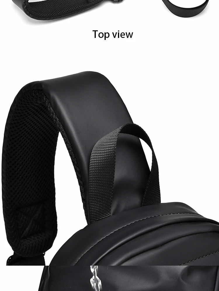 Men's New Trendy Casual Leather Membrane Chest Bag Splash-proof Multifunctional Crossbody Chest Bag