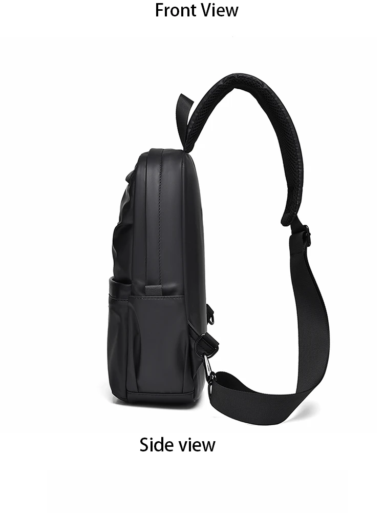 Men's New Trendy Casual Leather Membrane Chest Bag Splash-proof Multifunctional Crossbody Chest Bag