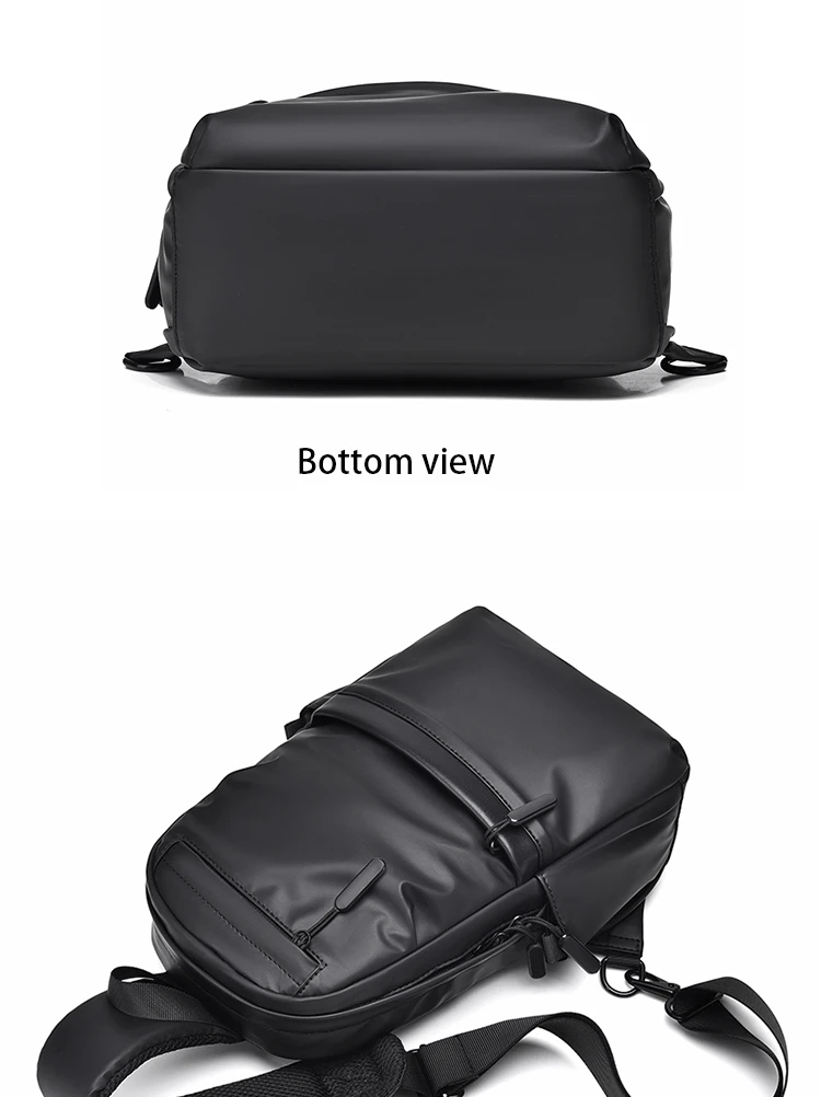 Men's New Trendy Casual Leather Membrane Chest Bag Splash-proof Multifunctional Crossbody Chest Bag