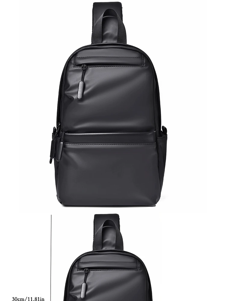 Men's New Trendy Casual Leather Membrane Chest Bag Splash-proof Multifunctional Crossbody Chest Bag