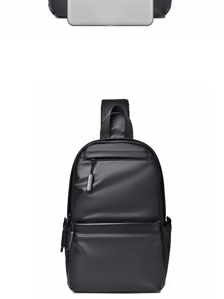 Men's New Trendy Casual Leather Membrane Chest Bag Splash-proof Multifunctional Crossbody Chest Bag