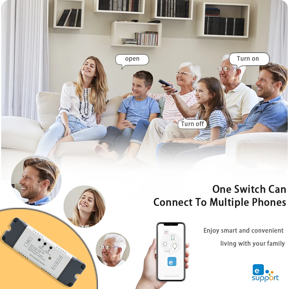 2CH Wifi Smart Switch Module Relay Ewelink APP Receiver AC DC 7-32V 85-250V RF433 Inching Self-locking Switch for Alexa Google