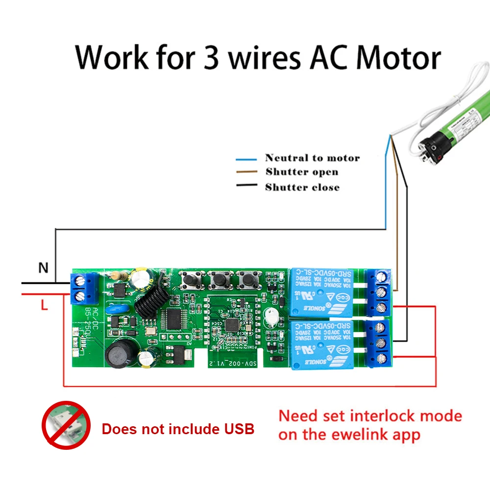 2CH Wifi Smart Switch Module Relay Ewelink APP Receiver AC DC 7-32V 85-250V RF433 Inching Self-locking Switch for Alexa Google